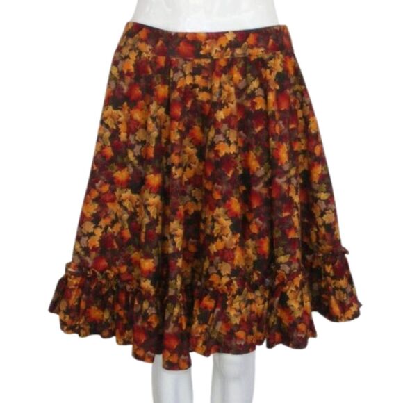 Leaf Skirt, L, A-Line, Ruffle Hem, HANDMADE, Elastic waist back, Knee length - Picture 1 of 10
